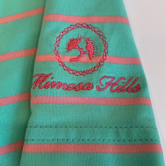 Southern Tide Club Mimosa Hills Green & Orange Striped Polo, M - Picture 3 of 8